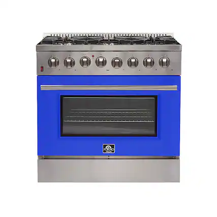 Front. Forno Appliances - Galiano 5.36 Cu. Ft. Freestanding Dual Fuel Electric Range with Convection Oven - Blue Door - Blue.