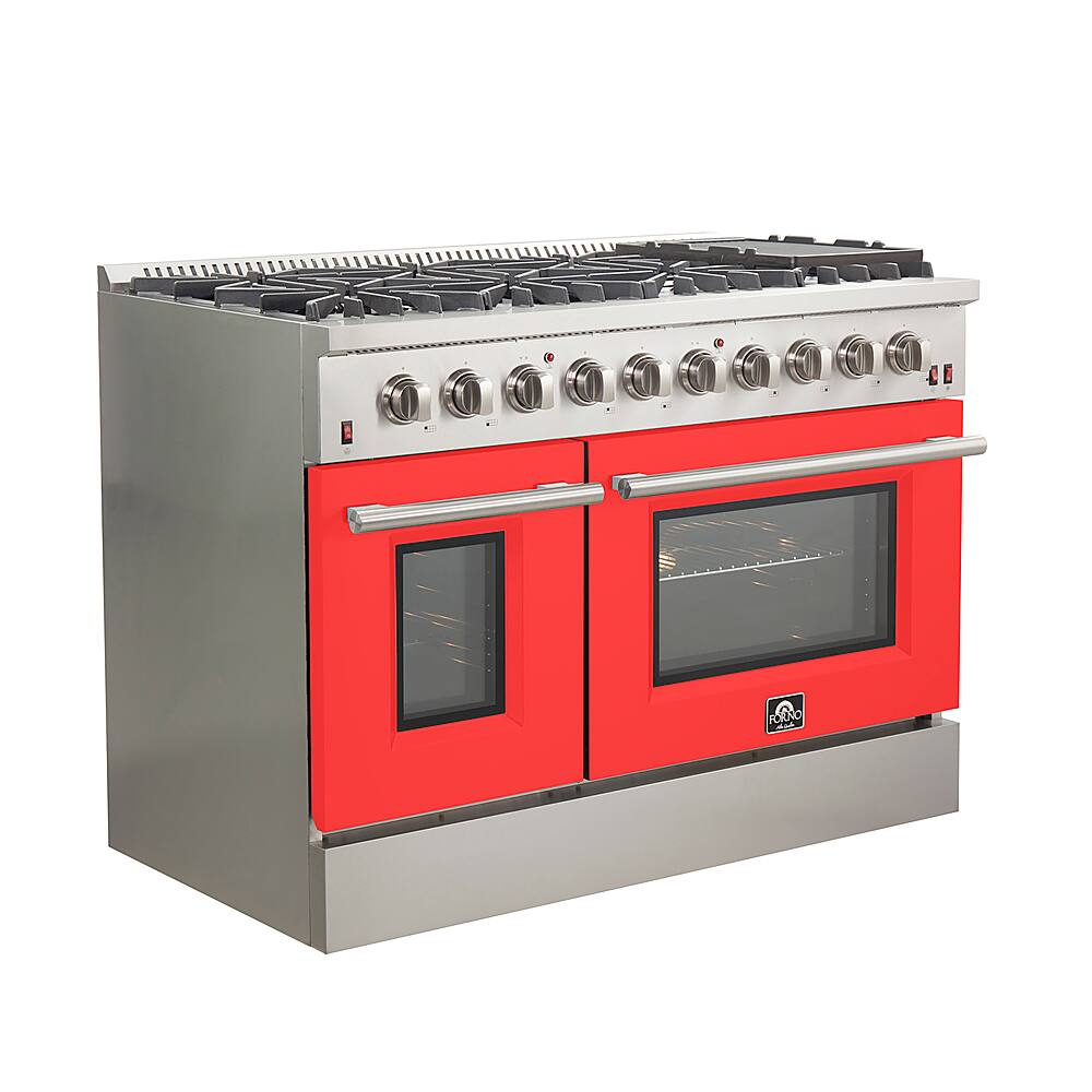 Angle. Forno Appliances - Galiano 6.58 Cu. Ft. Freestanding Gas Range with Convection Oven - Red Door - Red.