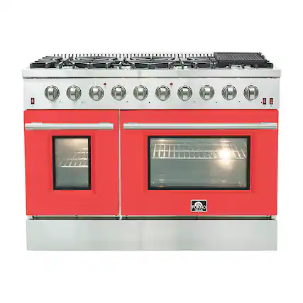 Front. Forno Appliances - Galiano 6.58 Cu. Ft. Freestanding Gas Range with Convection Oven - Red Door - Red.