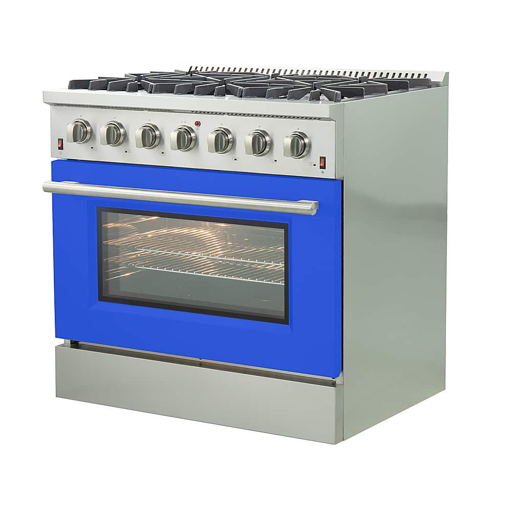 Angle. Forno Appliances - Galiano 5.36 Cu. Ft. Freestanding Gas Range with Convection Oven - Blue Door - Blue.