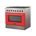 Angle. Forno Appliances - Galiano 5.36 Cu. Ft. Freestanding Dual Fuel Electric Range with Convection Oven - Red Door.