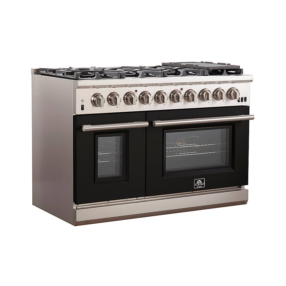 Angle. Forno Appliances - Capriasca 6.58 Cu. Ft. Freestanding Gas Range with Convection Ovens - Black Door - Black.