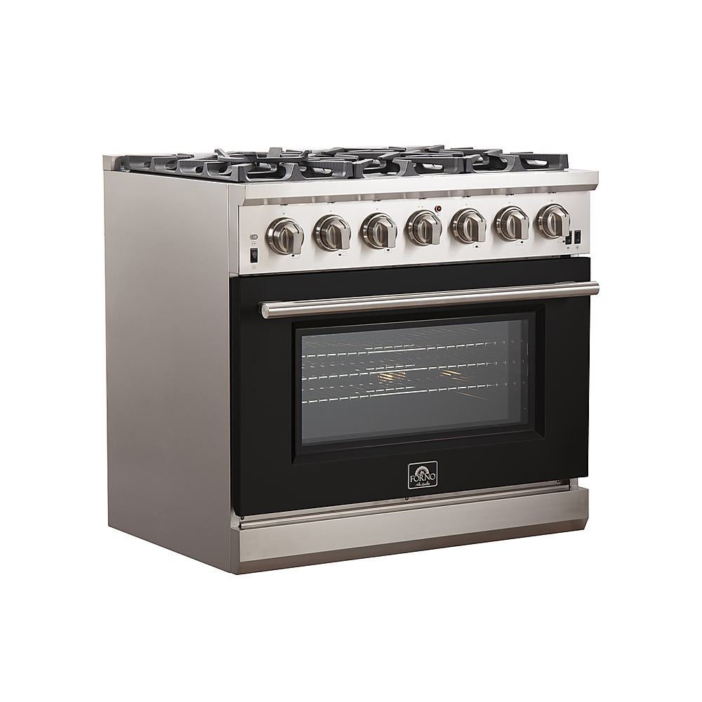 Angle View: Forno Appliances - Capriasca 5.36 Cu. Ft. Freestanding Gas Range with Convection Oven - Black Door