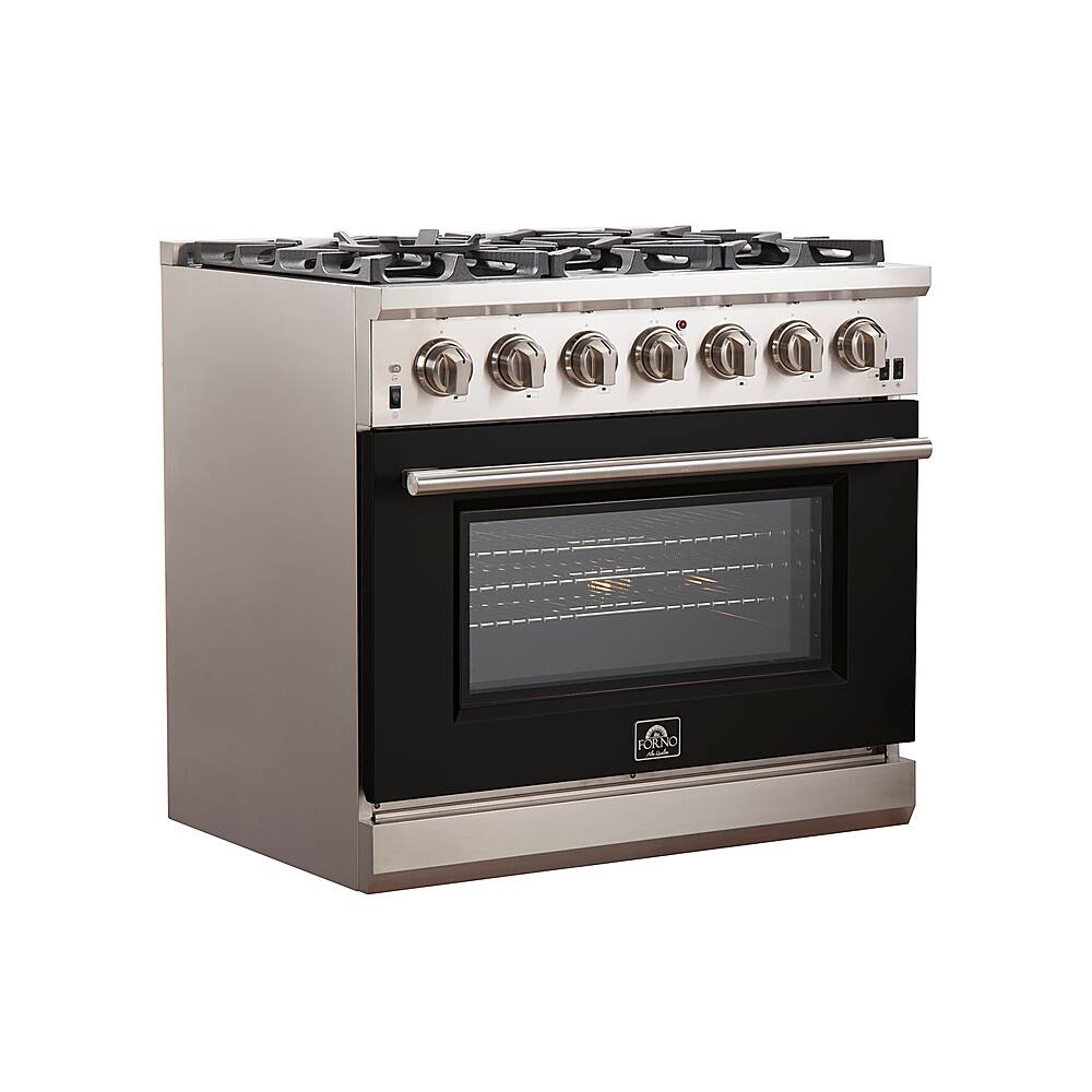 Angle. Forno Appliances - Capriasca 5.36 Cu. Ft. Freestanding Gas Range with Convection Oven - Black Door - Black.