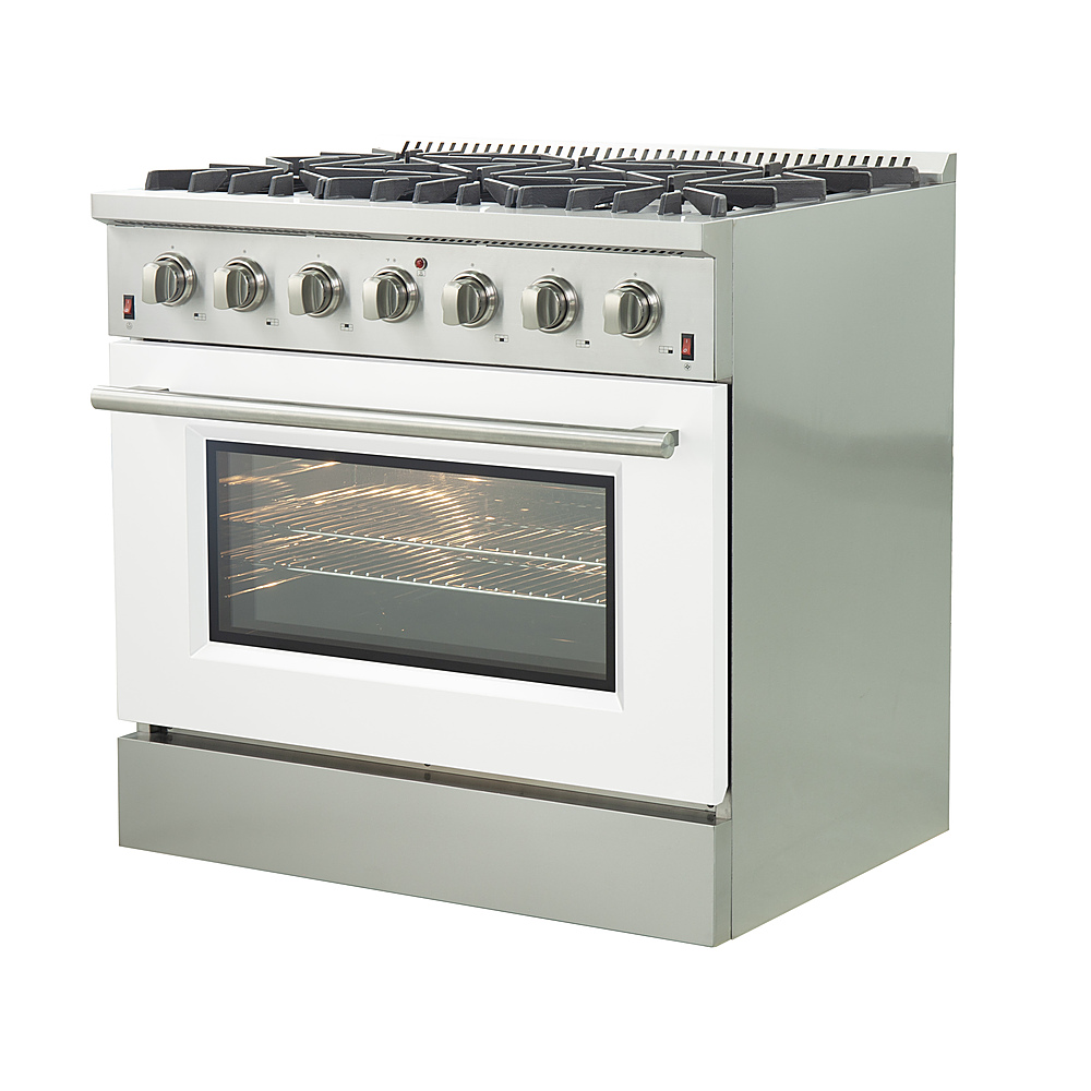 Angle View: Forno Appliances - Galiano 5.36 Cu. Ft. Freestanding Gas Range with Convection Oven - White Door