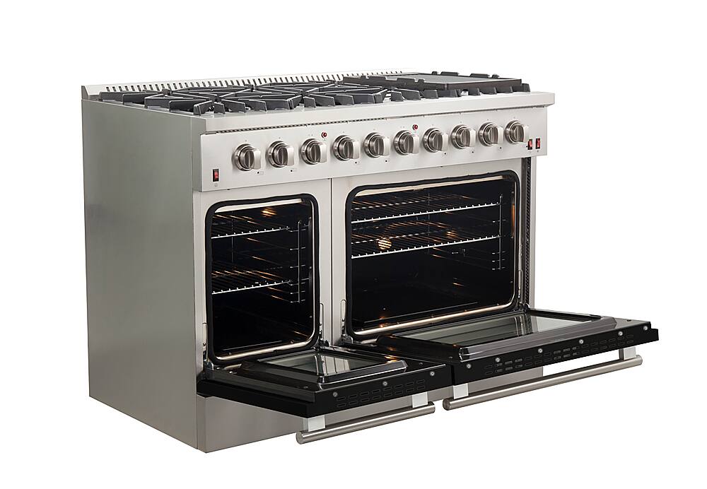 Capital GSCR484BGN 48 Inch Pro-Style Gas Range with 4 Power-Flo Sealed  Burners, 4.6 cu. ft. Convection Large Oven, Self-Clean, 12 Inch Grill, 12  Inch