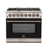 Forno Appliances - Capriasca 5.36 Cu. Ft. Freestanding Dual Fuel Electric Range with Convection Oven - Black Door - Stainless Steel/Black Glass - Front_Zoom