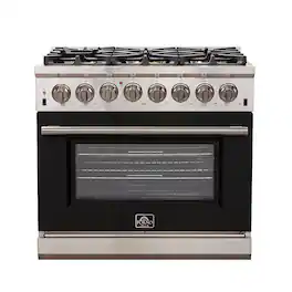 Forno Appliances - Capriasca 5.36 Cu. Ft. Freestanding Dual Fuel Electric Range with Convection Oven - Black Door