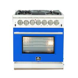 Forno Appliances - Capriasca 4.32 Cu. Ft. Freestanding Dual Fuel Electric Range with Convection Oven - Blue