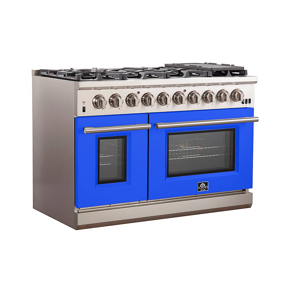 Angle. Forno Appliances - Capriasca 6.58 Cu. Ft. Freestanding Gas Range with Convection Ovens - Blue Door - Blue.
