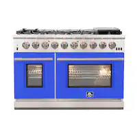 Forno Appliances - Capriasca 6.58 Cu. Ft. Freestanding Gas Range with Convection Ovens - Blue - Front_Zoom