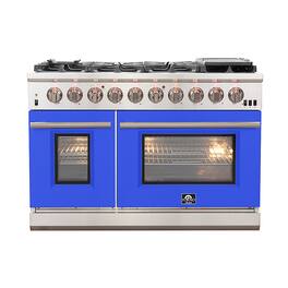 Forno Appliances - 48 in. Wide 8 Burner Capriasca 6.58 Cu. Ft. Freestanding Gas Range with Convection Ovens - Blue