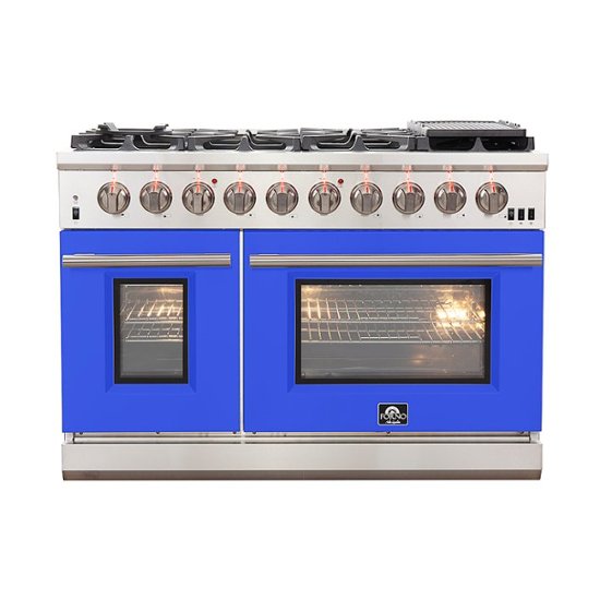 Front. Forno Appliances - Capriasca 6.58 Cu. Ft. Freestanding Gas Range with Convection Ovens - Blue Door - Blue.