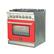 Angle. Forno Appliances - Capriasca 4.32 Cu. Ft. Freestanding Dual Fuel Electric Range with Convection Oven - Red Door.