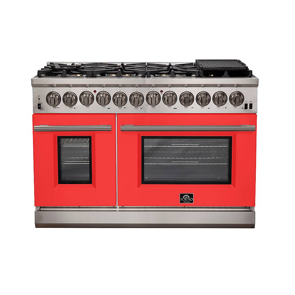 Front. Forno Appliances - Capriasca 6.58 Cu. Ft. Freestanding Dual Fuel Electric Range with Convection Ovens - Red Door.
