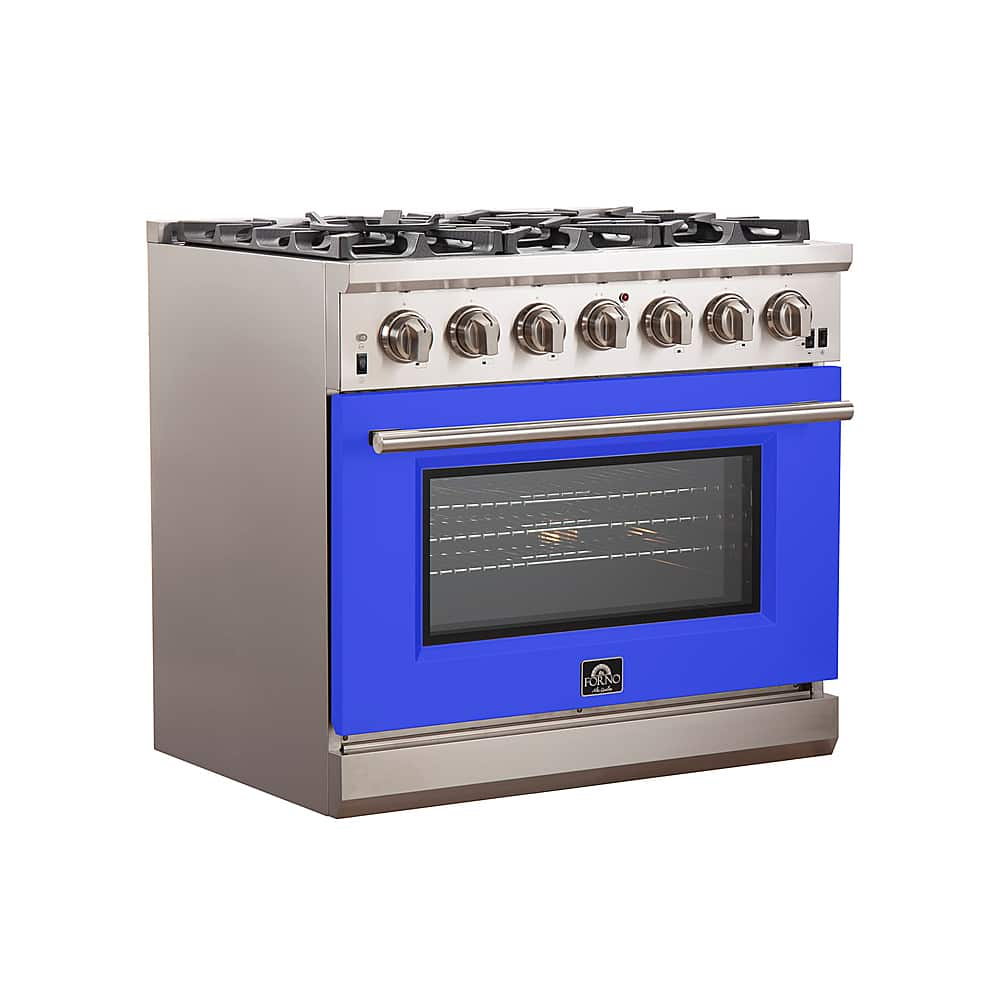 Angle View: Forno Appliances - Capriasca 5.36 Cu. Ft. Freestanding Gas Range with Convection Oven - Blue Door