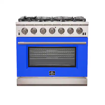 Front. Forno Appliances - Capriasca 5.36 Cu. Ft. Freestanding Gas Range with Convection Oven - Blue Door - Blue.