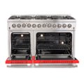 Left. Forno Appliances - Galiano 6.58 Cu. Ft. Freestanding Dual Fuel Electric Range with Convection Oven - Red Door.