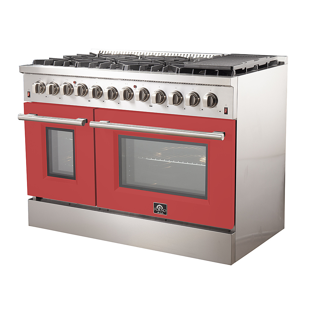 Angle View: Forno Appliances - Galiano 6.58 Cu. Ft. Freestanding Dual Fuel Electric Range with Convection Oven - Red Door