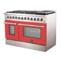 Angle. Forno Appliances - Galiano 6.58 Cu. Ft. Freestanding Dual Fuel Electric Range with Convection Oven - Red Door.