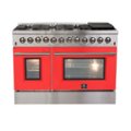 Front. Forno Appliances - Galiano 6.58 Cu. Ft. Freestanding Dual Fuel Electric Range with Convection Oven - Red Door.