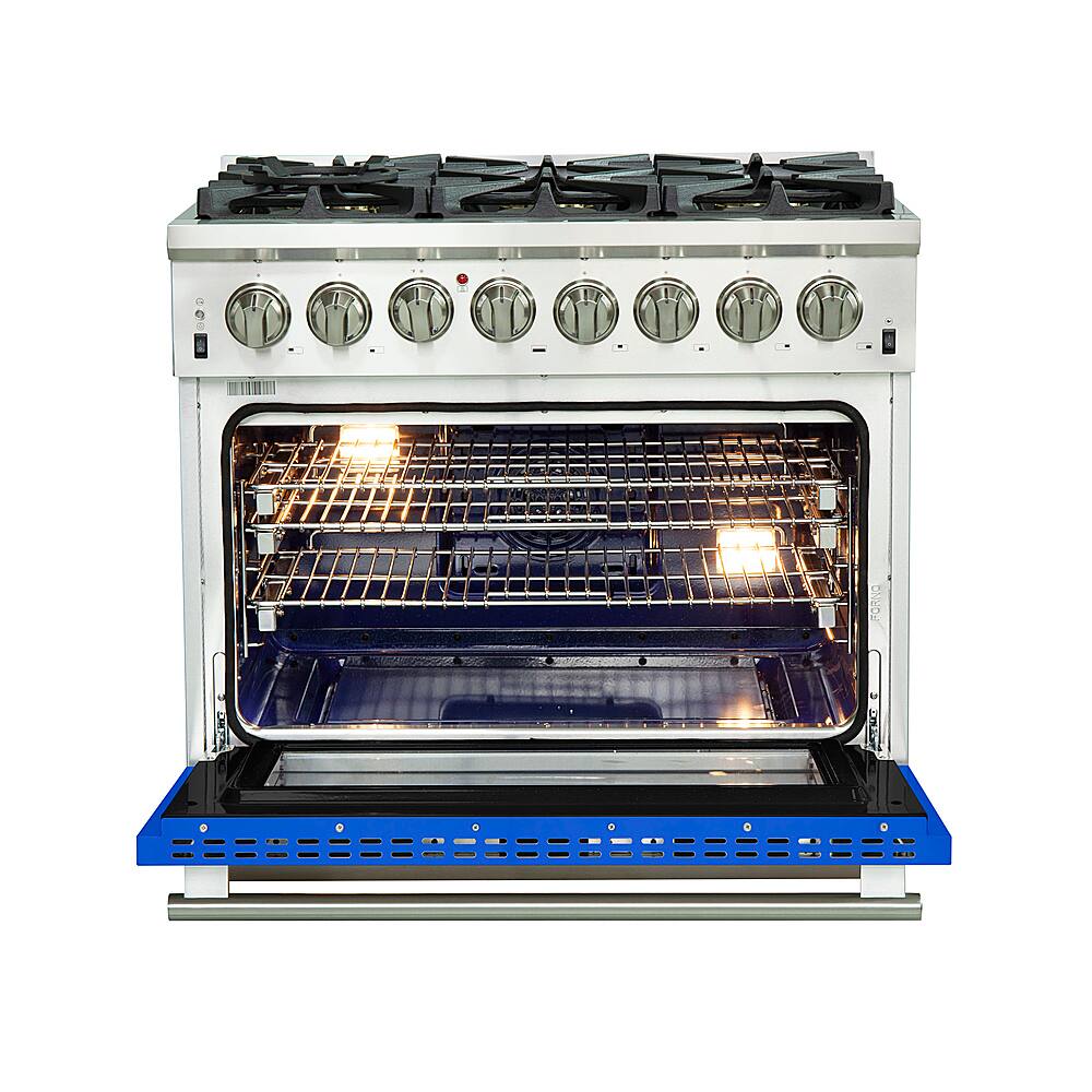 Left. Forno Appliances - Capriasca 5.36 Cu. Ft. Freestanding Dual Fuel Electric Range with Convection Oven - Blue.