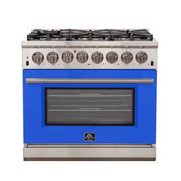 Forno Appliances - Capriasca 5.36 Cu. Ft. Freestanding Dual Fuel Electric Range with Convection Oven - Blue