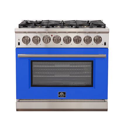 Front. Forno Appliances - Capriasca 5.36 Cu. Ft. Freestanding Dual Fuel Electric Range with Convection Oven - Blue Door - Blue.