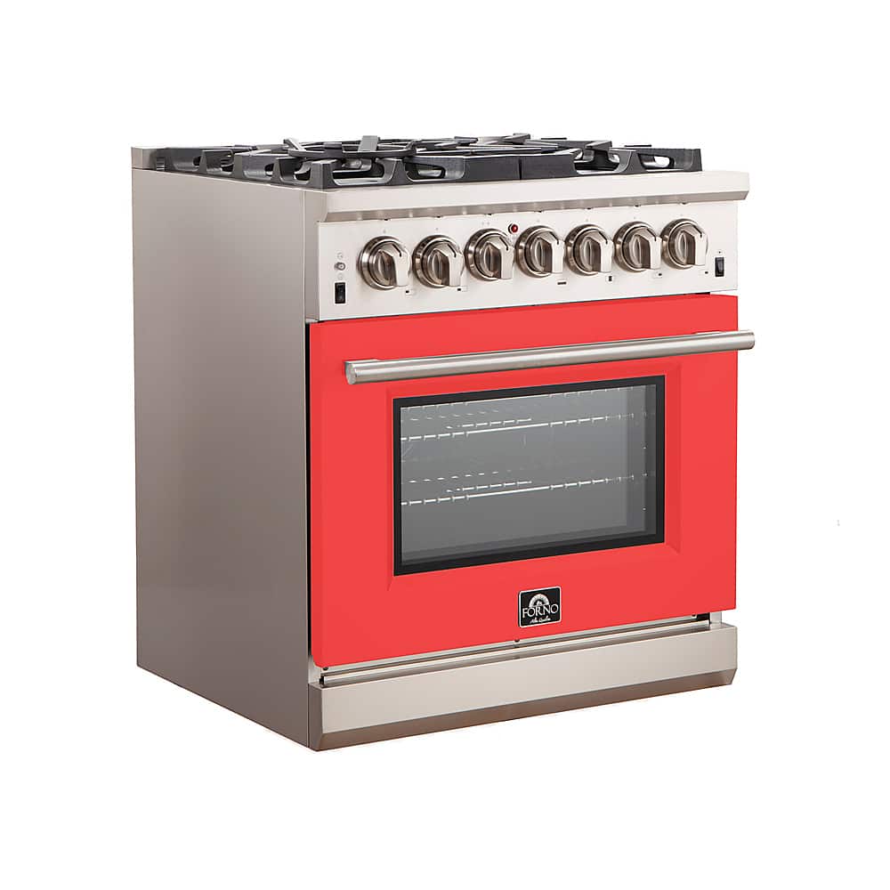 Angle. Forno Appliances - Capriasca 4.32 Cu. Ft. Freestanding Gas Range with Convection Oven - Red Door - Red.