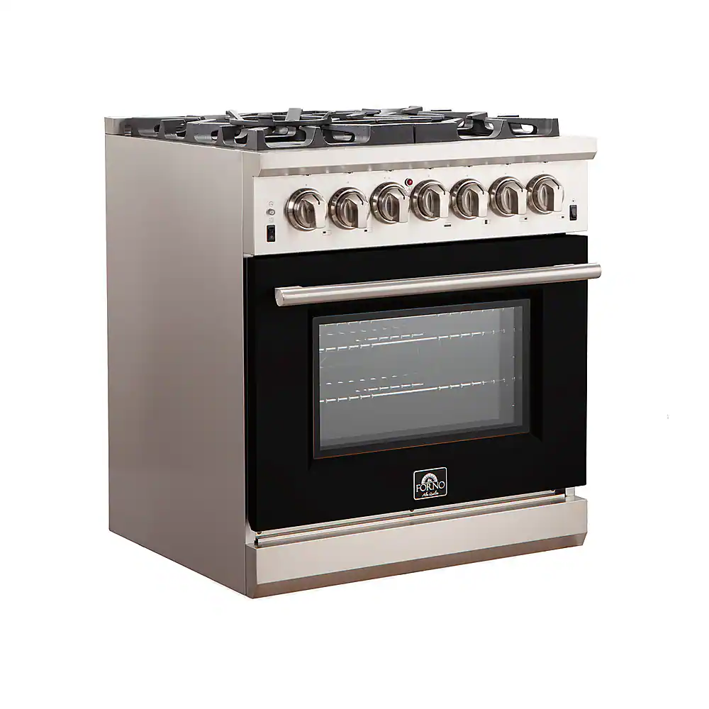 Angle. Forno Appliances - Capriasca 4.32 Cu. Ft. Freestanding Gas Range with Convection Oven - Black Door - Black.