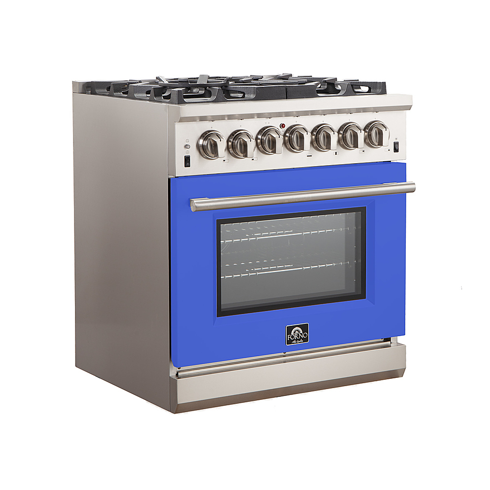 Angle View: Forno Appliances - Capriasca 4.32 Cu. Ft. Freestanding Gas Range with Convection Oven - Blue Door
