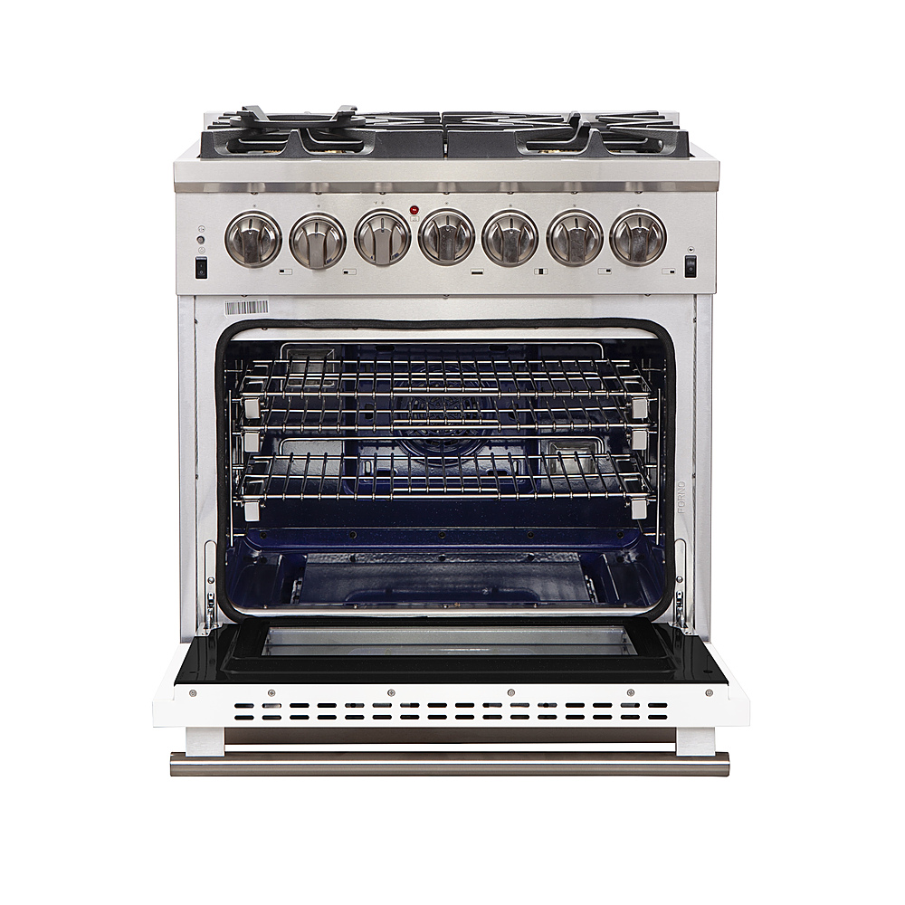 Left View: Forno Appliances - Capriasca 4.32 Cu. Ft. Freestanding Gas Range with Convection Oven - White Door