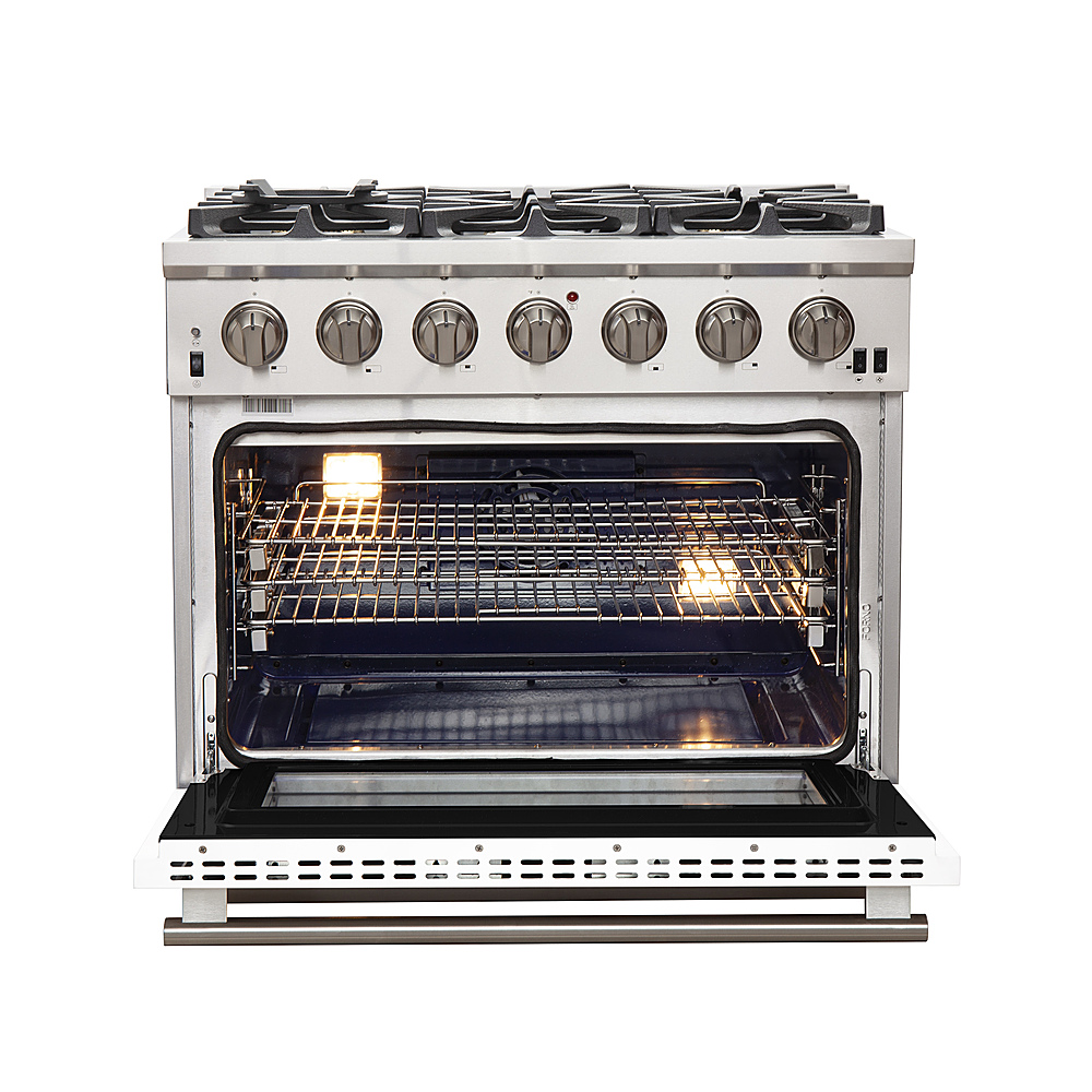 Left View: Forno Appliances - Capriasca 5.36 Cu. Ft. Freestanding Gas Range with Convection Oven - White Door
