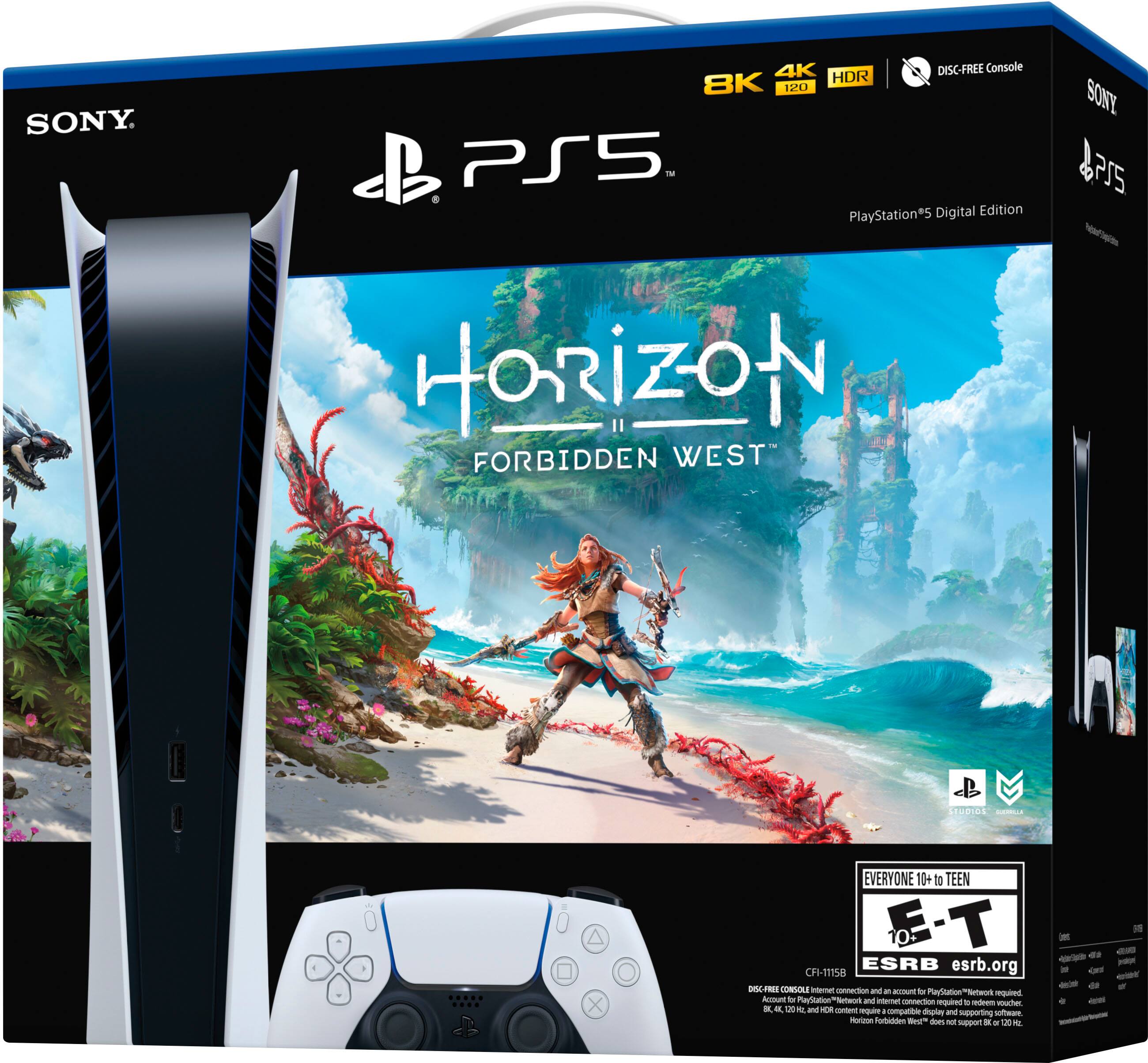 Back. Sony - PlayStation 5 Digital Edition – Horizon Forbidden West Bundle - White.