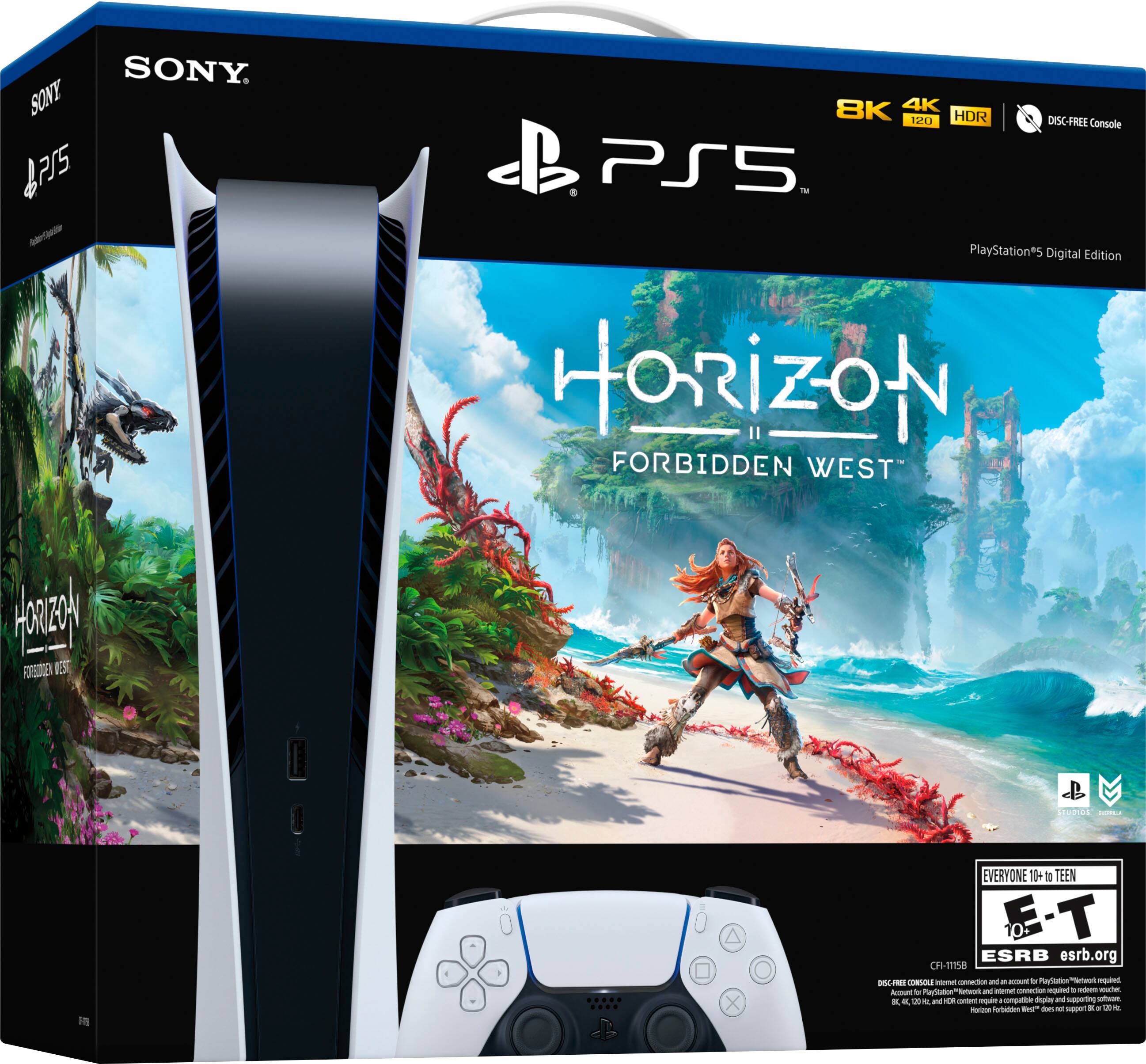 Left. Sony - PlayStation 5 Digital Edition – Horizon Forbidden West Bundle - White.