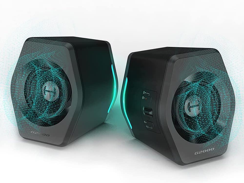 Front. Edifier - G2000 2.0 Bluetooth Gaming Speakers with RGB Lighting (2-Piece) - Black.