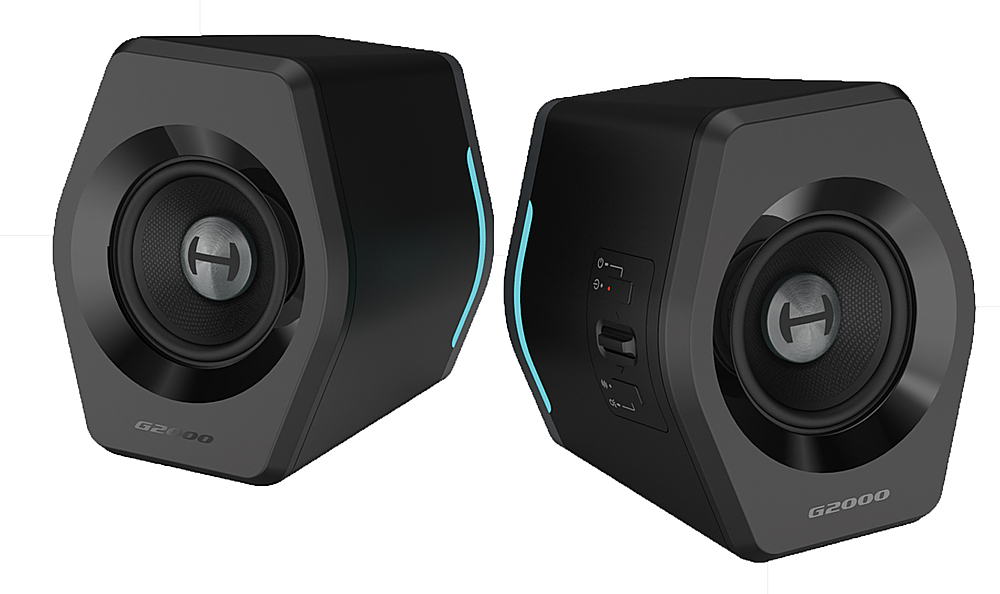 Angle View: Edifier - G2000 2.0 Bluetooth Gaming Speakers with RGB Lighting (2-Piece) - Black