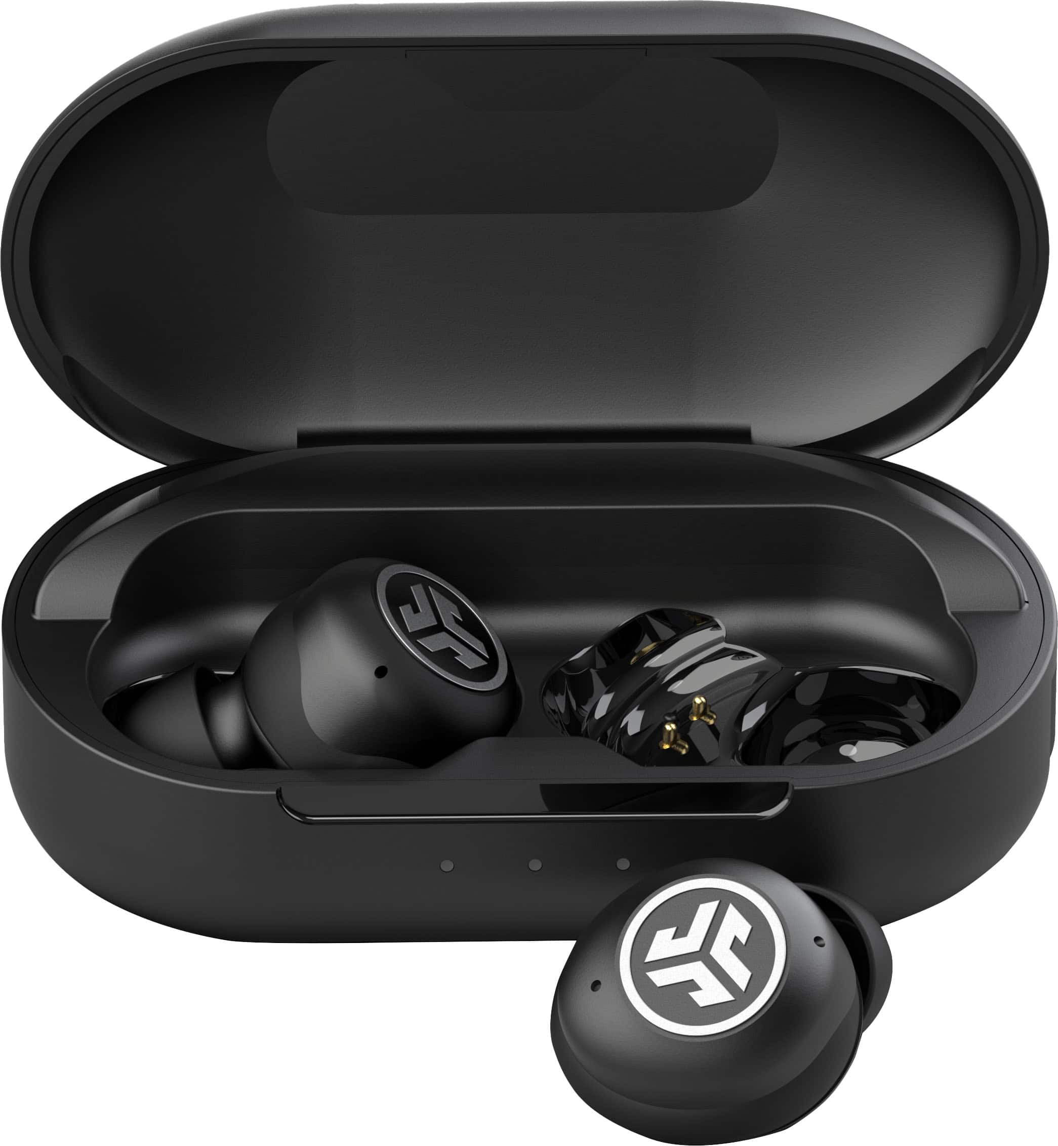 Front. JLab - JBuds Air Pro True Wireless Earbuds - Black.
