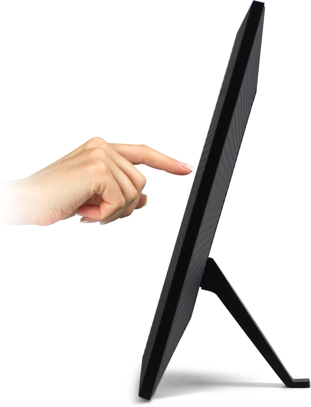 Left View: Aluratek - 19" Touchscreen LCD Wi-Fi Digital Photo Frame - Black