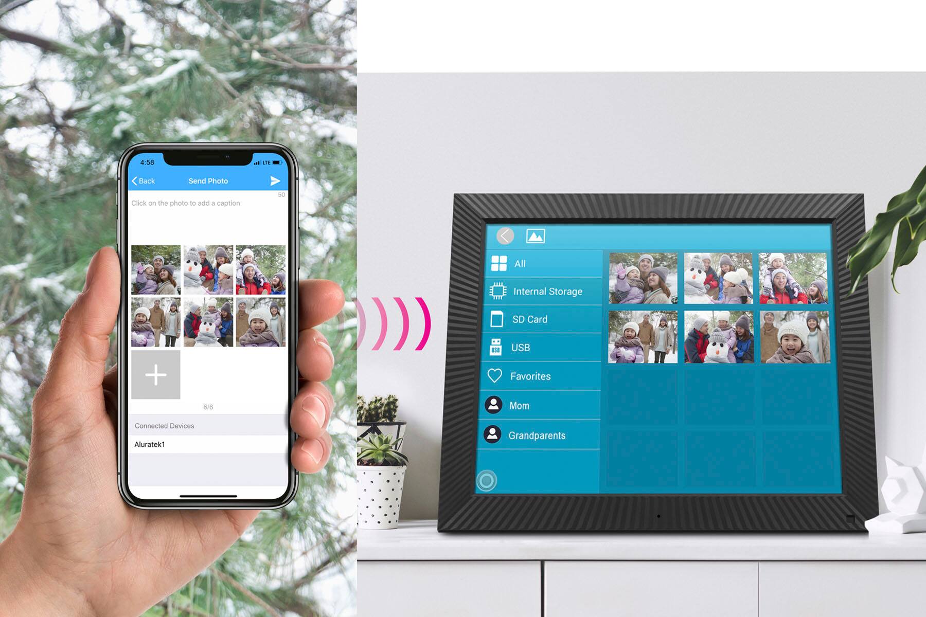 Alt View 12. Aluratek - 17" Touchscreen LCD Wi-Fi Digital Photo Frame - Black.