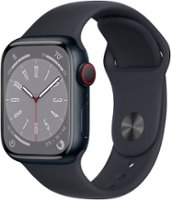 Apple Watch Series 8 GPS + Cellular 41mm Midnight Aluminum Case with Midnight Sport Band - M/L - Midnight (Verizon) - Front_Zoom