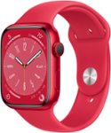 Front Zoom. Apple Watch Series 8 GPS + Cellular 45mm (PRODUCT)RED Aluminum Case with (PRODUCT)RED Sport Band - S/M - (PRODUCT)RED (Verizon).