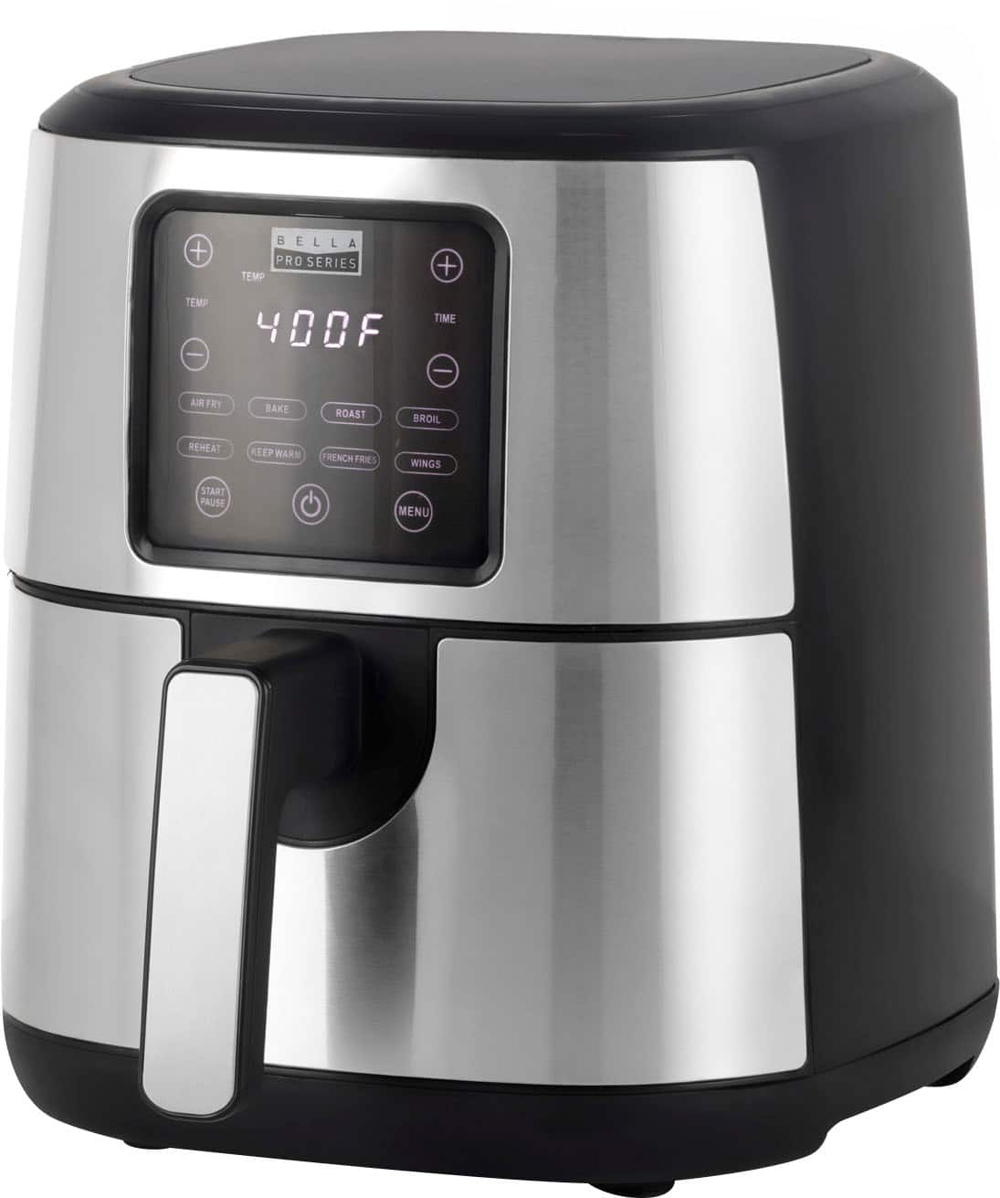 Left. Bella Pro Series - 4.2-qt. Digital Air Fryer - Stainless Steel Finish.
