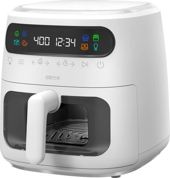 Angle Zoom. CRUX - 8-qt. Digital Air Fryer Kit with TurboCrisp - White.