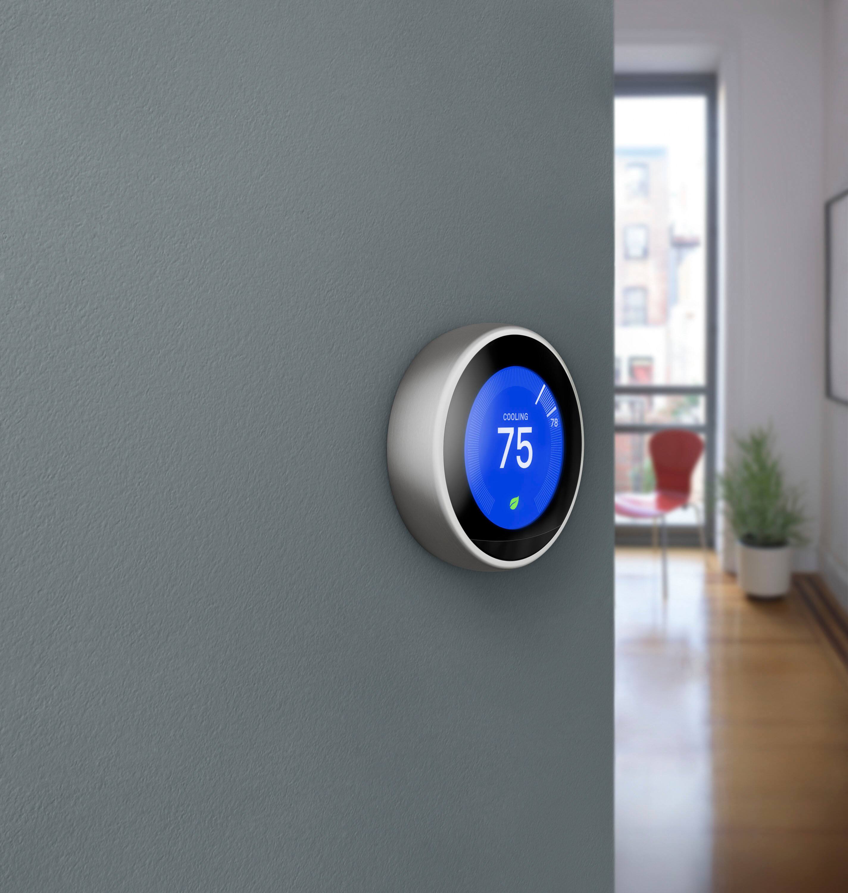 Alt View 14. Google - Nest Learning Smart Wifi Thermostat - Polished Steel.