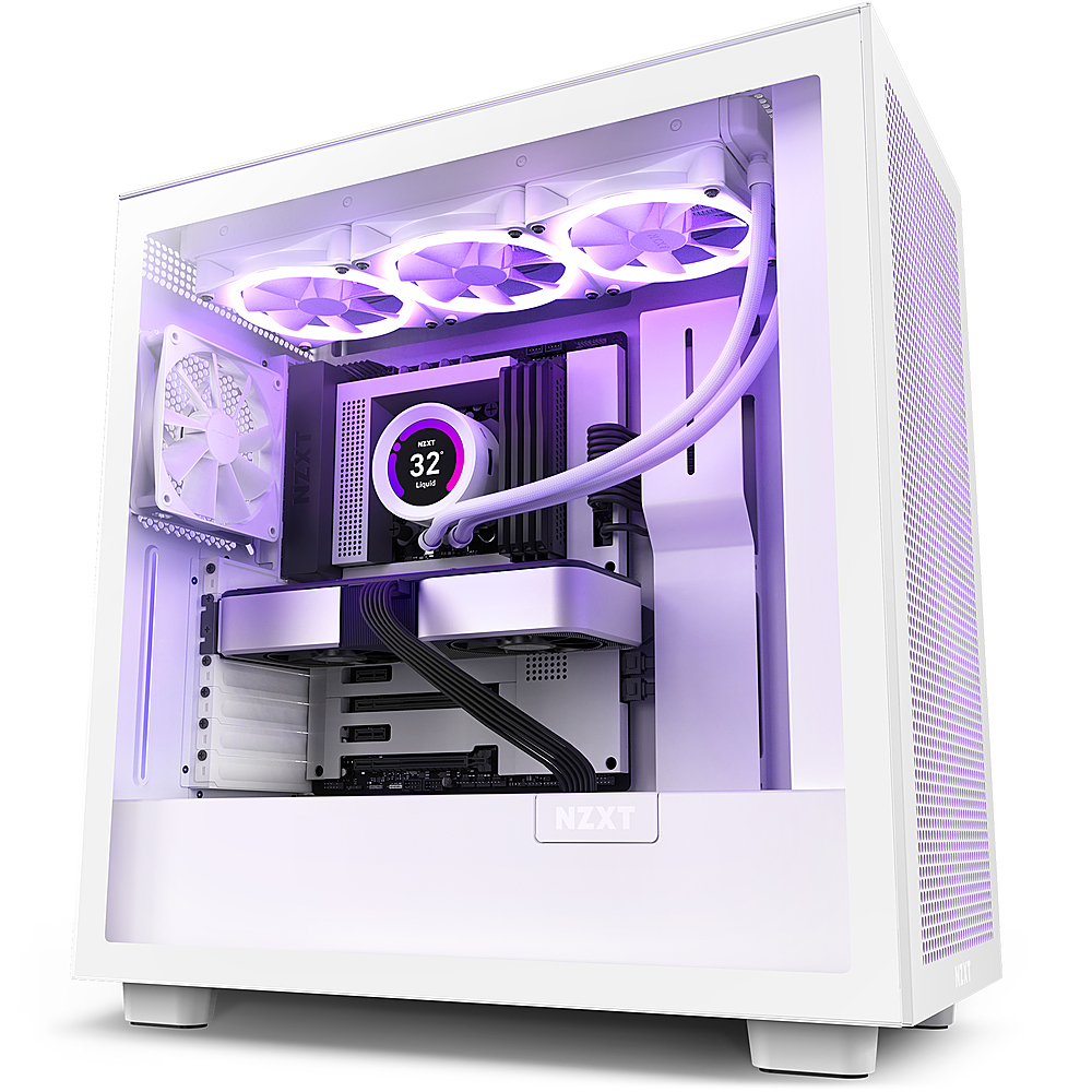NZXT H7 Flow RGB ATX Mid-Tower Case with RGB Fans White CM-H71FW