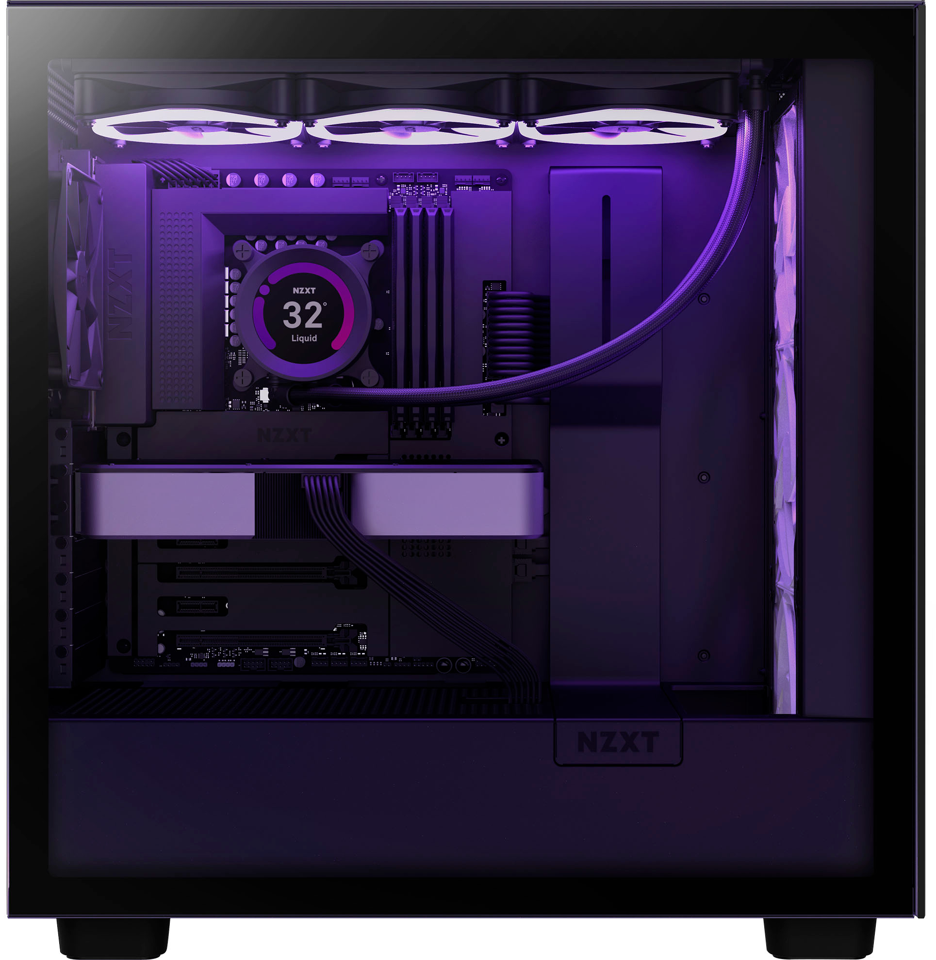  NZXT H7 Flow - CM-H71FB-01 - ATX Mid Tower PC Gaming Case -  Front I/O USB Type-C Port - Quick-Release Tempered Glass Side Panel - Black  : Electronics