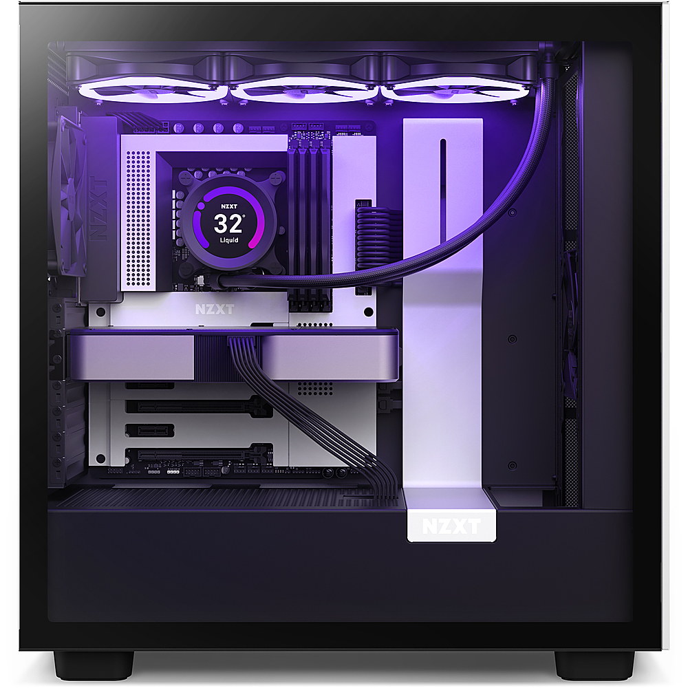 NZXT H7 - CM-H71BW-01 - ATX Mid Tower PC Gaming Case - Front I/O USB Type-C  Port - Quick-Release Tempered Glass Side Panel - Vertical GPU Mount 