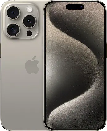 Front. Apple - iPhone 15 Pro 128GB (Unlocked) - Natural Titanium.
