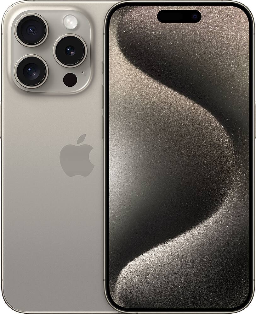 Front. Apple - iPhone 15 Pro 128GB (Unlocked) - Natural Titanium.